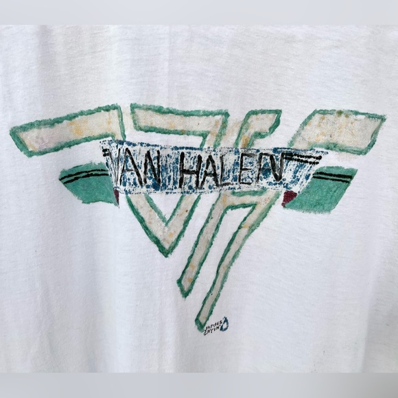 Vintage 1978 single stitch Fifty Fifty t-shirt hand-painted with Van Halen logo - Picture 2 of 5